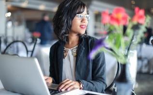 Woman working at laptop