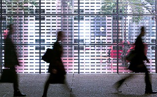 corporate people walking 