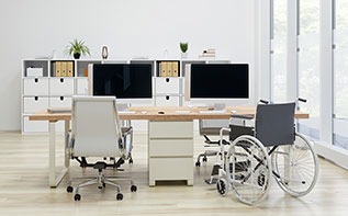 Wheelchair at desk